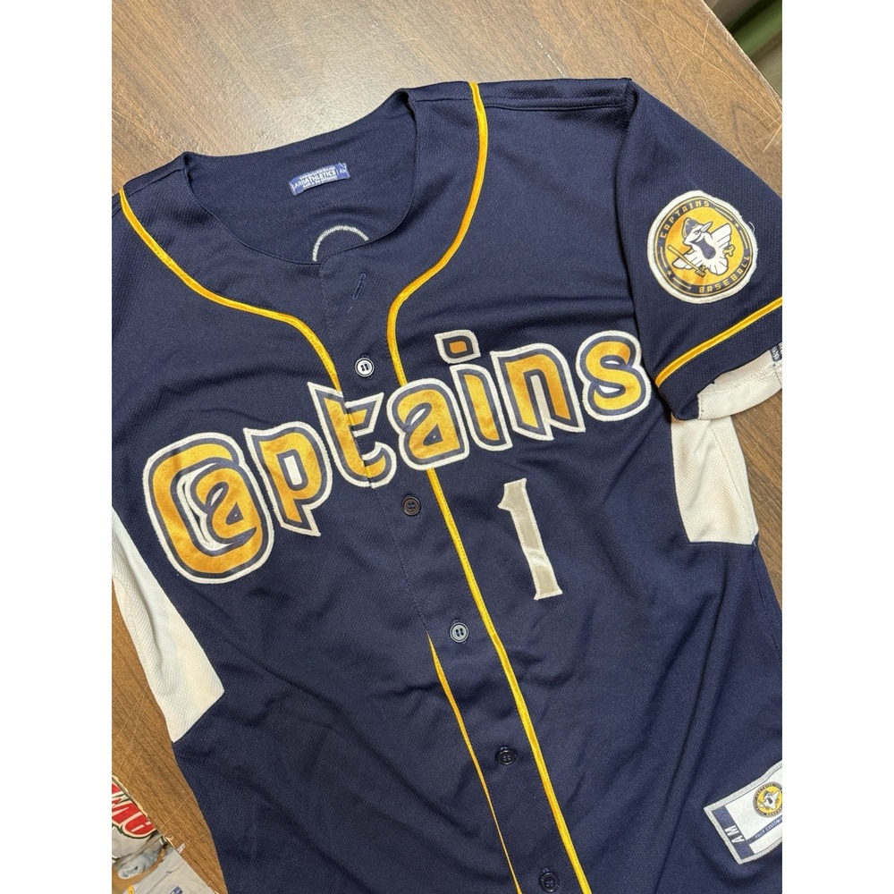 Captains Baseball Jersey Navy Medium Garb Athletics LCBL Alt Button-Up